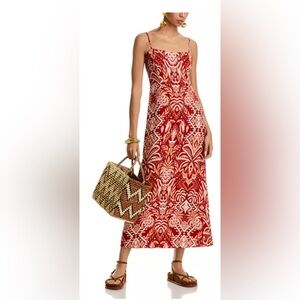 NWT: Farm Rio: Tropical Tapestry Red Slip Dress